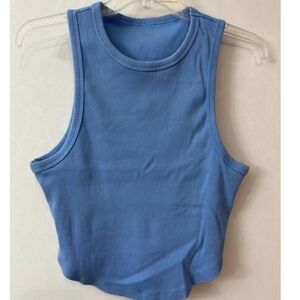 Aerie Blue Ribbed Snug Fitbess Tank Top - Women